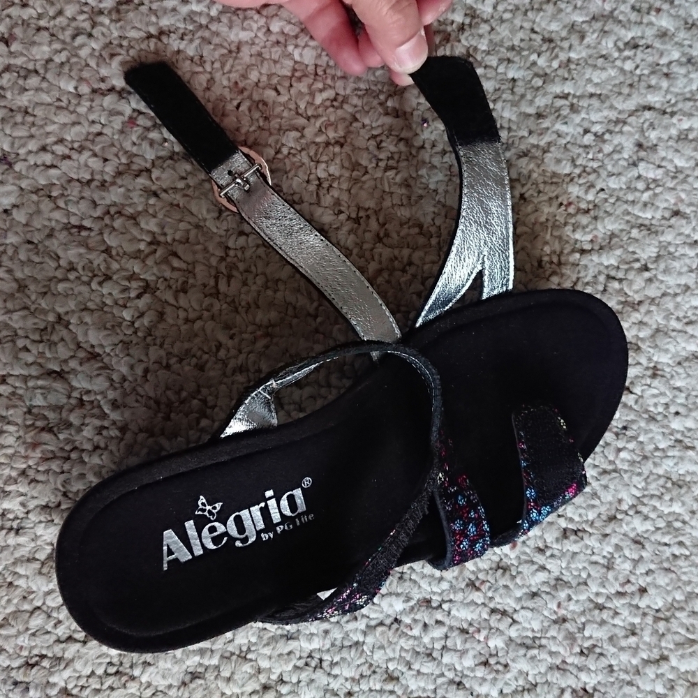 Alegria Black Multi-Color Loti Funtastic Wedge Sandals size 6 - Picture 8 of 13